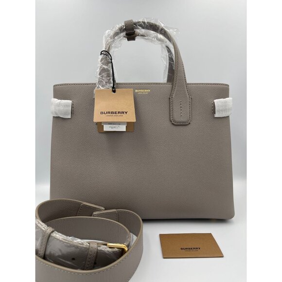Burberry Medium Banner House Check Derby Leather Tote Shoulder Bag Taupe… - Picture 15 of 16